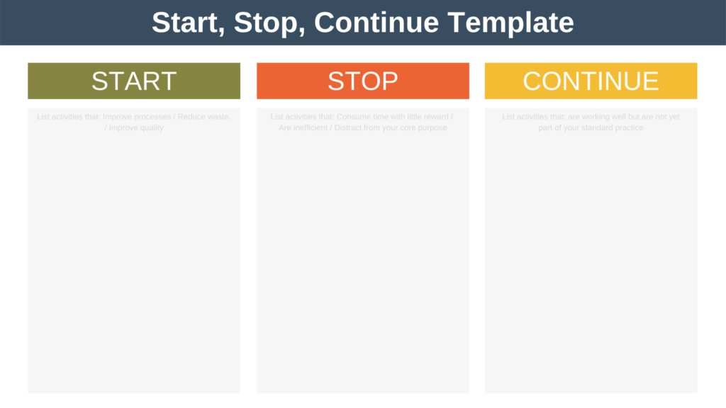 Start, Stop, Continue Template