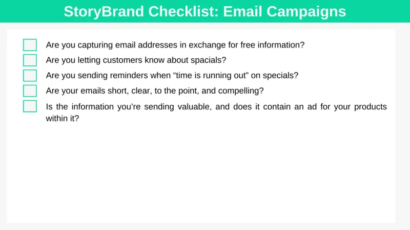 StoryBrand Checklist: Email