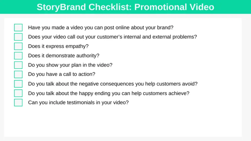 StoryBrand Checklist: Promotional videos
