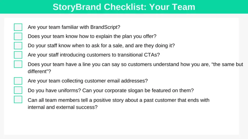 StoryBrand Checklist: With Your Team